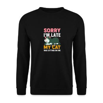 lustige Katzen Sprüche Katze Spruch - Unisex Pullover - Schwarz - Vorne - Alina (178cm) & Michal (187cm)