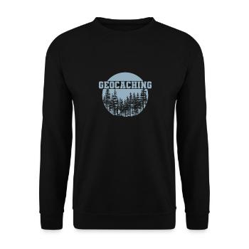 Geocaching im Wald - Unisex Pullover - Schwarz - Vorne - Alina (178cm) & Michal (187cm)