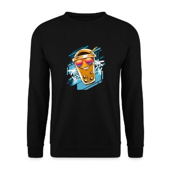 Summer Kawaii Bubble Tea mit Sonnenbrille Boba - Unisex Pullover - Schwarz - Vorne - Alina (178cm) & Michal (187cm)