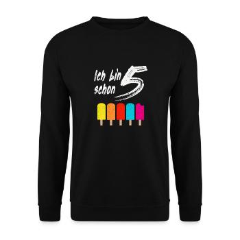 Ich bin schon 5 Geburtstagsgeschenk - Unisex Pullover - Schwarz - Vorne - Alina (178cm) & Michal (187cm)