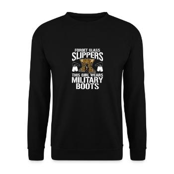This Princess Wears Military Boots, Female Soldier - Unisex Sweatshirt - black - Front - Alina (178cm) & Michal (187cm)