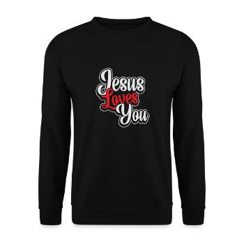 Jésus Loves You - Sweat-shirt Unisexe - noir - Devant - Alina (178cm) & Michal (187cm)