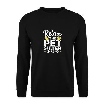 Détendez-vous le gardien d’animaux est ici Animal assis - Sweat-shirt Unisexe - noir - Devant - Alina (178cm) & Michal (187cm)
