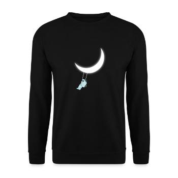 AstronautEnschaukel Mond - Unisex Pullover - Schwarz - Vorne - Alina (178cm) & Michal (187cm)