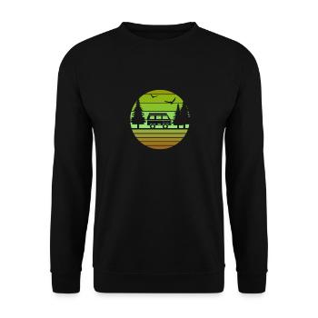 Retro Camping Shirt Vintage RV Shirt - Sweat-shirt Unisexe - noir - Devant - Alina (178cm) & Michal (187cm)