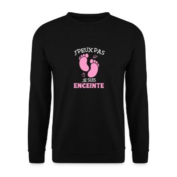 J'peux pas je suis enceinte Annonce Grossesse Cade - Sweat-shirt Unisexe - noir - Devant - Alina (178cm) & Michal (187cm)