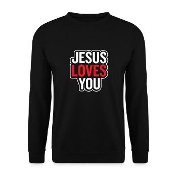 Jésus Loves You - Sweat-shirt Unisexe - noir - Devant - Alina (178cm) & Michal (187cm)