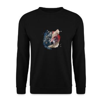 Wolf American Flag USA America - Unisex Pullover - Schwarz - Vorne - Alina (178cm) & Michal (187cm)