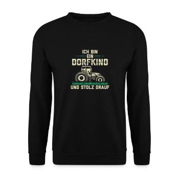 Ich Bin Ein Dorfkind und Stolz Drauf Bauer - Unisex Pullover - Schwarz - Vorne - Alina (178cm) & Michal (187cm)