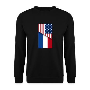 USA Niederlande Niederländische Flagge Dual Citizen American - Unisex Pullover - Schwarz - Vorne - Alina (178cm) & Michal (187cm)