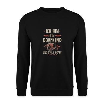 Ich Bin Ein Dorfkind und Stolz Drauf Bauer - Unisex Pullover - Schwarz - Vorne - Alina (178cm) & Michal (187cm)
