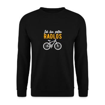 Fahrrad - Ich bin Selten Radlos - MTB Radtour - Unisex Pullover - Schwarz - Vorne - Alina (178cm) & Michal (187cm)