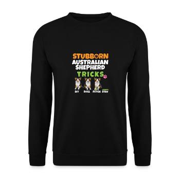 Stubborn Australian Shepherd Tricks I Australian - Unisex Pullover - Schwarz - Vorne - Alina (178cm) & Michal (187cm)