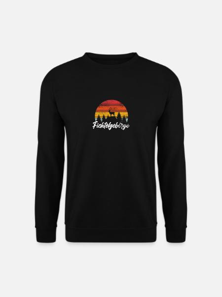 Fichtelgebirge Retro Hirsch Wald Geschenk - Unisex Pullover - Schwarz