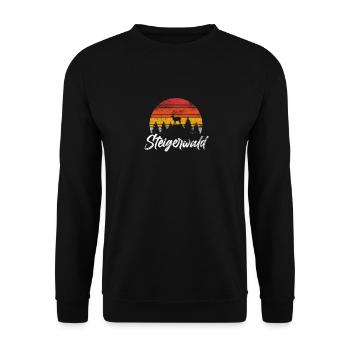 Steigerwald Steigerwälder Lebensgefühl Heimat - Unisex Pullover - Schwarz - Vorne - Alina (178cm) & Michal (187cm)