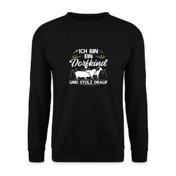 Ich Bin Ein Dorfkind und Stolz Drauf Bauer - Unisex Pullover - Schwarz - Vorne - Alina (178cm) & Michal (187cm)