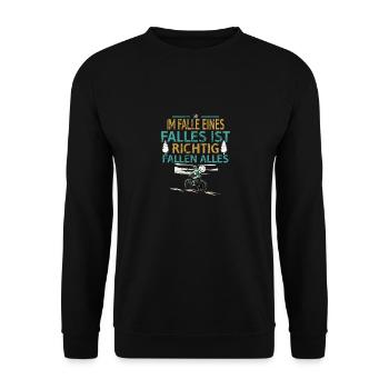 MTB Mann Downhill Lustig Bike outfit Biker - Unisex Pullover - Schwarz - Vorne - Alina (178cm) & Michal (187cm)