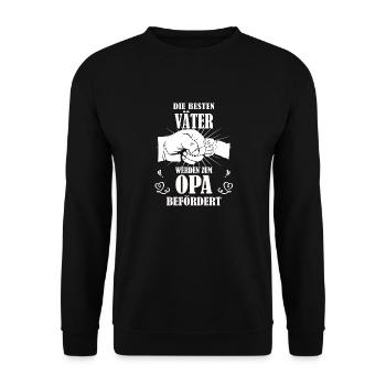 Die besten Väter werden zum Opa befördert - Unisex Pullover - Schwarz - Vorne - Alina (178cm) & Michal (187cm)