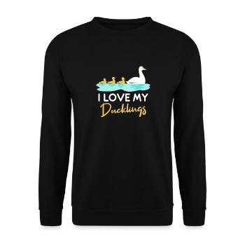 I love my baby ducks ducks Mama Laufente - Unisex Sweatshirt - black - Front - Alina (178cm) & Michal (187cm)