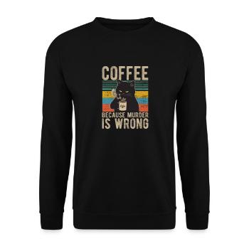 Coffee because Murder is wrong Coffee Cat retro - Unisex Sweatshirt - black - Front - Alina (178cm) & Michal (187cm)