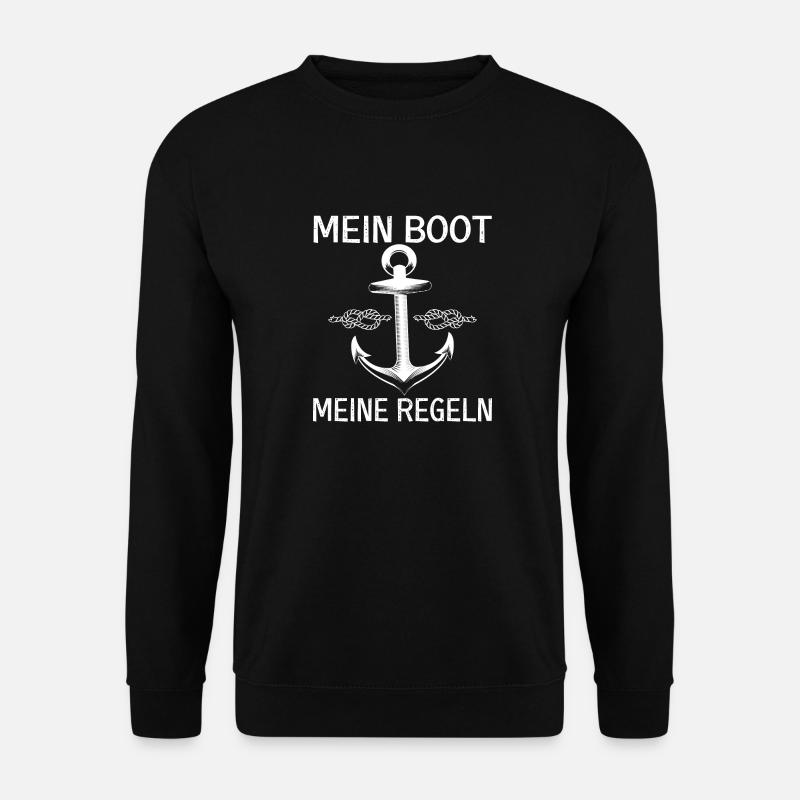 Mein Boot Meine Regeln Anker Kapitän Segelboot - Unisex Pullover - Schwarz