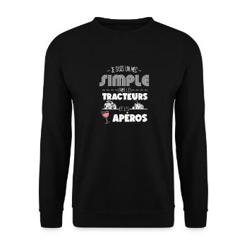 Je Suis Un Mec Simple J'aime Les Tracteurs et les - Sweat-shirt Unisexe - noir - Devant - Alina (178cm) & Michal (187cm)