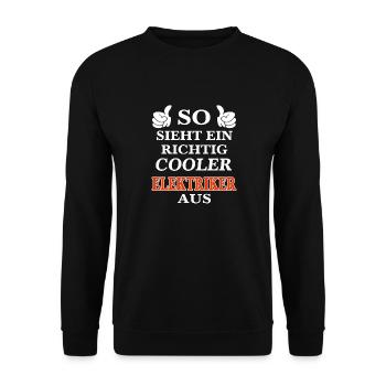 So sieht ein richtig cooler Elektriker aus! - Unisex Pullover - Schwarz - Vorne - Alina (178cm) & Michal (187cm)