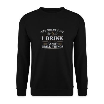 Kit de barbecue amusant avec l’inscription « C’est ce que je fais - Sweat-shirt Unisexe - noir - Devant - Alina (178cm) & Michal (187cm)