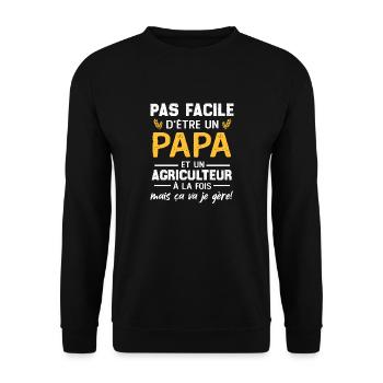 Cadeau Humour Pour Un Papa Agriculteur Qui Gère - Sweat-shirt Unisexe - noir - Devant - Alina (178cm) & Michal (187cm)