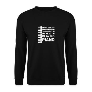 Dans My Head I’m Playing Piano, Funny Pianiste - Sweat-shirt Unisexe - noir - Devant - Alina (178cm) & Michal (187cm)