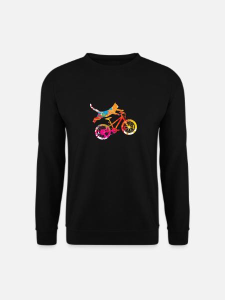 Vintage Katze Fahrrad Wasserfarben Geschenk - Unisex Pullover - Schwarz