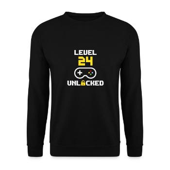 Level 24 freigeschaltet | 24 Jahre alter Spielergeburtstag - Unisex Pullover - Schwarz - Vorne - Alina (178cm) & Michal (187cm)