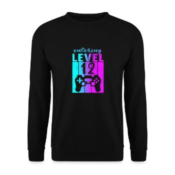 Level 12 Gaming Controller 12th Birthday - Unisex Sweatshirt - black - Front - Alina (178cm) & Michal (187cm)
