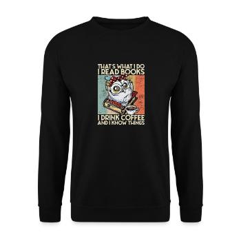 Thats what i do i read books Hibou Café - Sweat-shirt Unisexe - noir - Devant - Alina (178cm) & Michal (187cm)