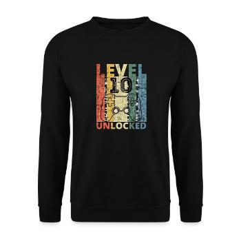 Level 10 freigeschaltet - Unisex Pullover - Schwarz - Vorne - Alina (178cm) & Michal (187cm)