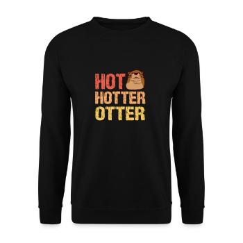 Hot Hotter Otter Lustiger Tierfreund Tierschutz - Unisex Pullover - Schwarz - Vorne - Alina (178cm) & Michal (187cm)
