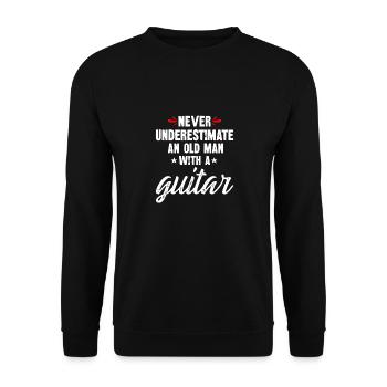 never underestimate an old man with a guitar - Unisex Pullover - Schwarz - Vorne - Alina (178cm) & Michal (187cm)