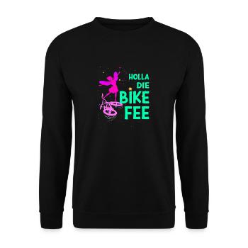 "Die Tanzende" Holla die Bikefee | Biker Fee - Unisex Pullover - Schwarz - Vorne - Alina (178cm) & Michal (187cm)