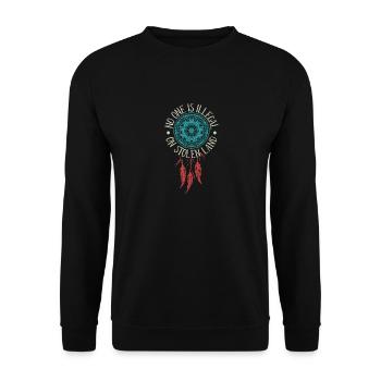 No One Is Illegal On Stolen Land, Native American - Unisex Pullover - Schwarz - Vorne - Alina (178cm) & Michal (187cm)
