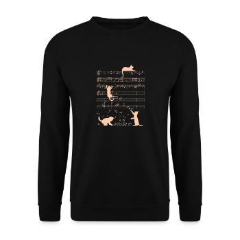 Niedliche Katzen Musiknoten Orange Musiker Kunst - Unisex Pullover - Schwarz - Vorne - Alina (178cm) & Michal (187cm)