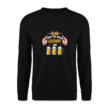 So Sieht Ein Geiler Gastwirt Aus - Gastronomie - Unisex Pullover - Schwarz - Vorne - Alina (178cm) & Michal (187cm)