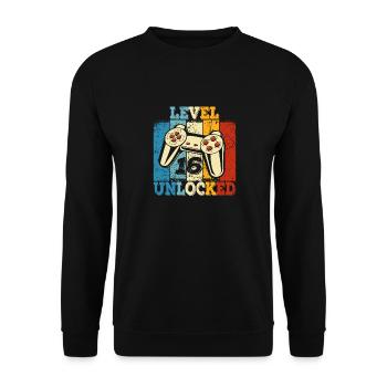 Geburtstag 16 Offizielle Teenager Junge Level 16 - Unisex Pullover - Schwarz - Vorne - Alina (178cm) & Michal (187cm)