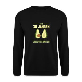 30 Jahre verheiratet Avocado 30. Hochzeitstag - Unisex Pullover - Schwarz - Vorne - Alina (178cm) & Michal (187cm)