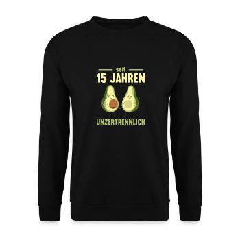 15 Jahre verheiratet Avocado 15. Hochzeitstag - Unisex Pullover - Schwarz - Vorne - Alina (178cm) & Michal (187cm)