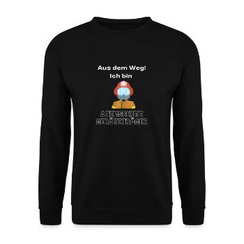 Lustiges Atemschutzgeräteträger Feuerwehr Geschenk - Unisex Pullover - Schwarz - Vorne - Alina (178cm) & Michal (187cm)