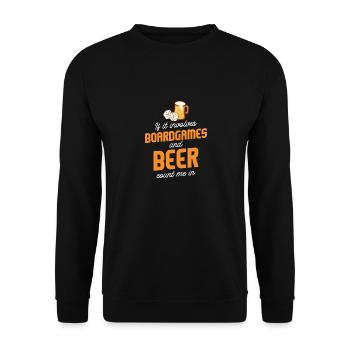 Brettspiele und Bier Nerd Geek Spieleabend - Unisex Pullover - Schwarz - Vorne - Alina (178cm) & Michal (187cm)