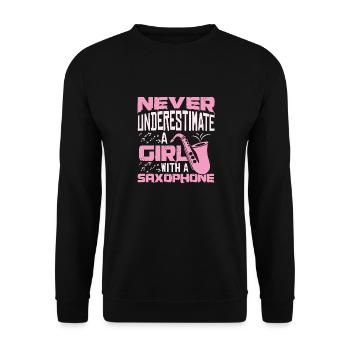 Saxophone Girl - Unisex Sweatshirt - black - Front - Alina (178cm) & Michal (187cm)