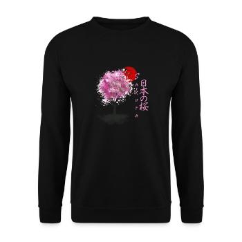 Sakura Fleurs japonaises de cerisier Arbre à fleurs de cerisier - Sweat-shirt Unisexe - noir - Devant - Alina (178cm) & Michal (187cm)