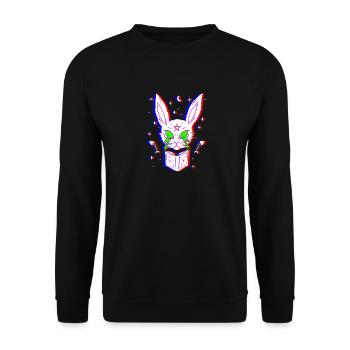 Techno Rabbit Demon Halloween Gothic - Unisex Sweatshirt - black - Front - Alina (178cm) & Michal (187cm)