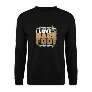 Barefoot Barfuß Barfuss Fußabdruck Barfußläufer - Unisex Pullover - Schwarz - Vorne - Alina (178cm) & Michal (187cm)